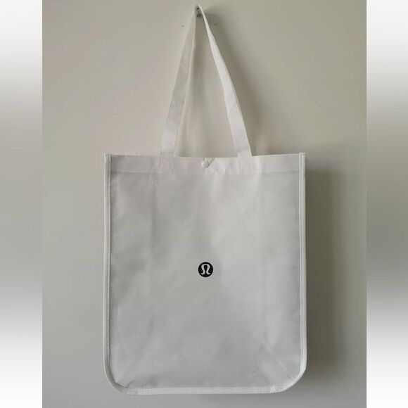NEW 1 Lululemon Large Reusable Shopping Gift Bag Tote Black and white - Picture 2 of 2